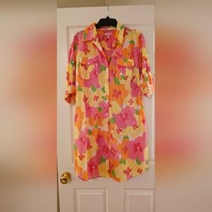 Lilly Pulitzer Pink Floral Button-Up Tunic